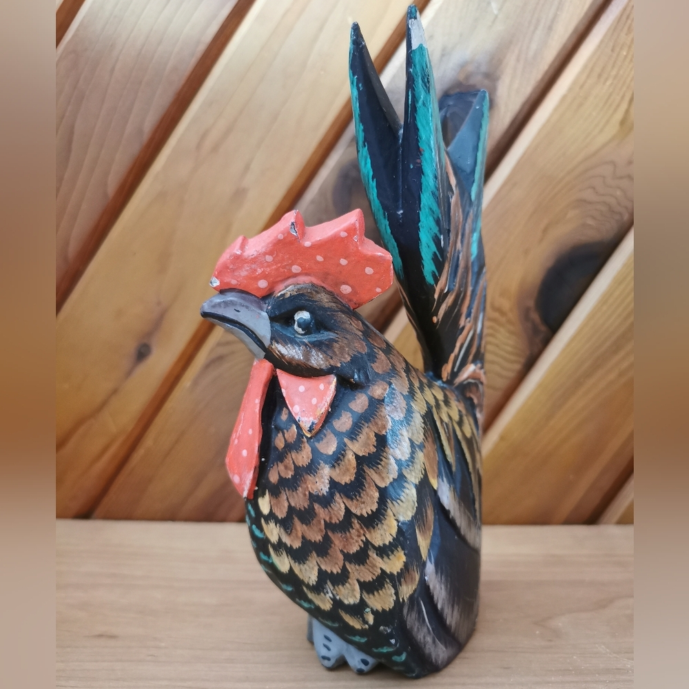 Vintage Wooden Handpainted  Rooster - Picture 3 of 7